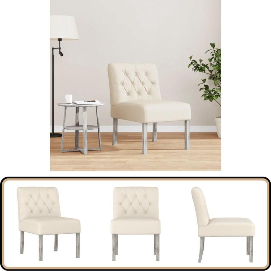 VidaXL Eetkamerstoel Knoopontwerp Linnen Accentstoel Eetkamerstoel Linnen Lounge Stoel Designstoelen