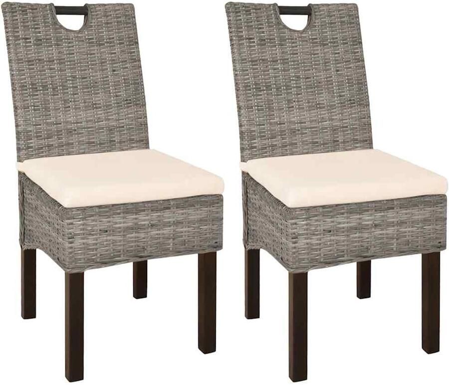 VidaXL -Eetkamerstoel-Kubu-2-stuks-rattan-mangohout - Foto 2