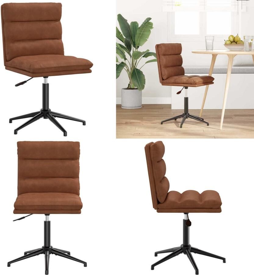 VidaXL Eetkamerstoel kunstleer bruin Eetkamerstoel Eetkamerstoelen Dinerstoel Stoel