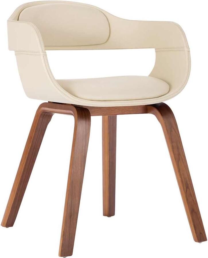 VidaXL Eetkamerstoel kunstleer en gebogen hout crèmekleurig