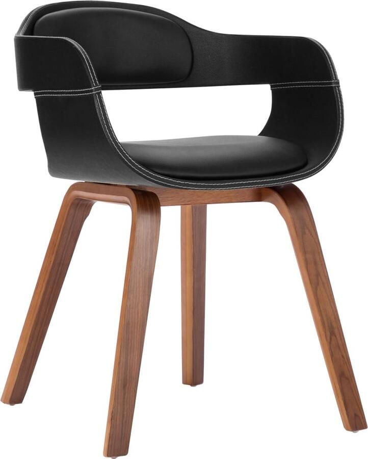 VidaXL Eetkamerstoel kunstleer en gebogen hout zwart