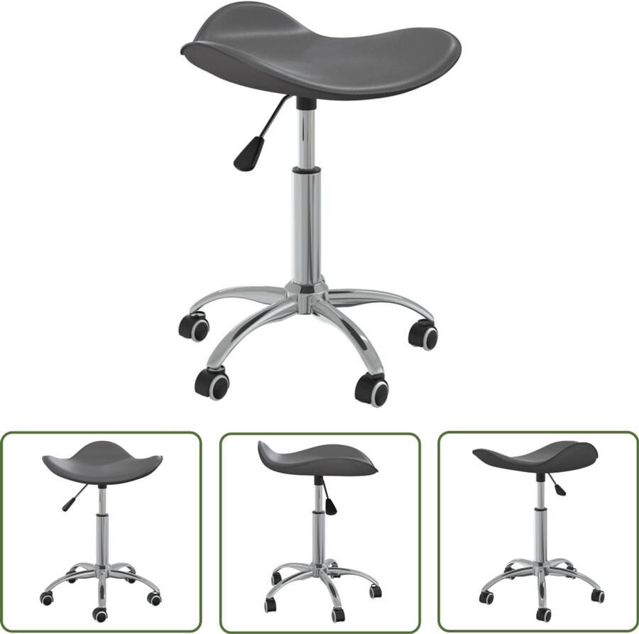 VidaXL Eetkamerstoel Kunstleer Grijs Draaibaar Draaibare Stoel Eetkamerstoel Kunstleder Stoel Grijze Stoel Verchroomd Metalen Frame Gasveren Mechanisme Hoogteverstelbare Stoel