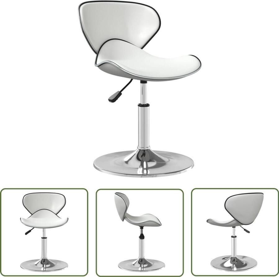 VidaXL Eetkamerstoel Kunstleer Wit Modern & Verstelbaar Eetkamerstoel Stoel Kunstleder Witte Stoel Modern Design Draaistool Gasveren Hoogteverstelbare Stoel