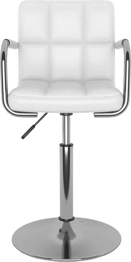 VidaXL Eetkamerstoel Kunstleer Wit Verstelbaar Eetkamerstoel Keukenstoel Witte Stoel Comfortabele Stoel Draaibare Stoel Verstelbare Stoel Art Deco Stoel