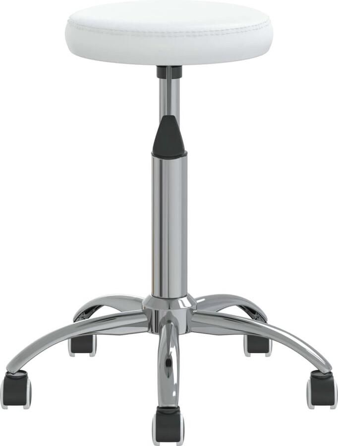 VidaXL Eetkamerstoel Kunstleer Wit Verstelbaar Eettafelstoel Keukenstoel Draaibare Stoel Kunstleder Stoel Witte Stoel Eetkamerstoel Comfortabele Stoel Gasveren Mechanisme Roterende Stoel Salontafelstoel - Foto 2