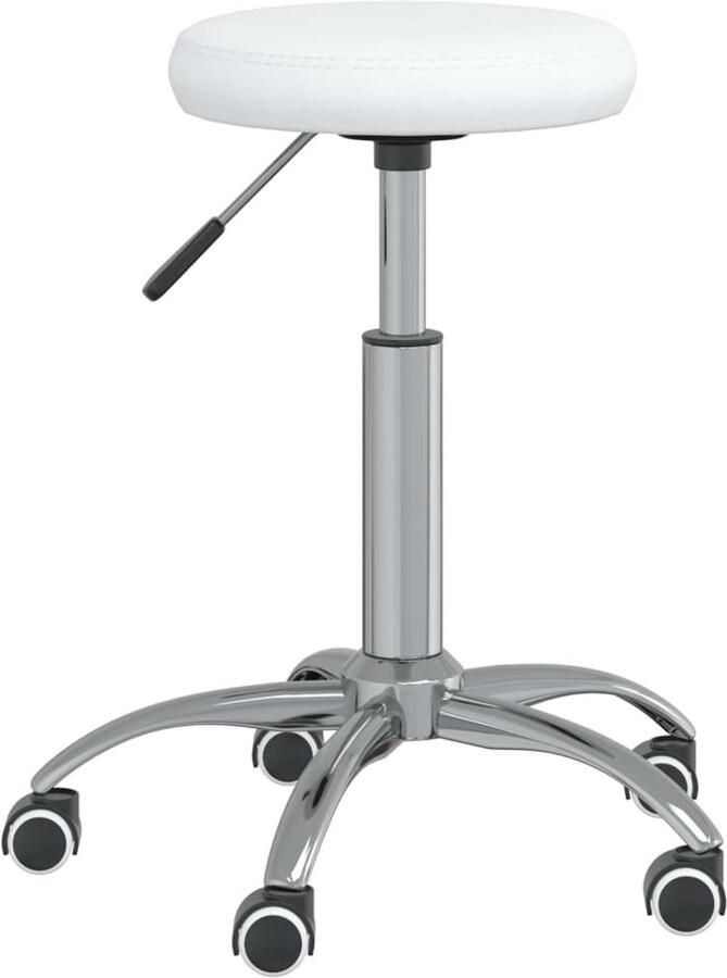 VidaXL Eetkamerstoel Kunstleer Wit Verstelbaar Eettafelstoel Keukenstoel Draaibare Stoel Kunstleder Stoel Witte Stoel Eetkamerstoel Comfortabele Stoel Gasveren Mechanisme Roterende Stoel Salontafelstoel