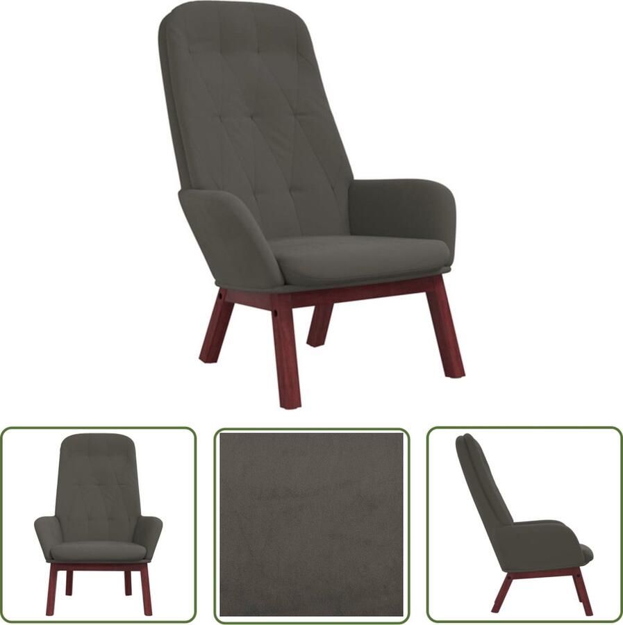 The Living Store Relaxstoel trendy eetkamerstoel 70x77x98 cm fluweel Relaxstoel Eetkamerstoel Fluweel Fauteuil Donkere Meubels Lounge Stoel - Foto 2