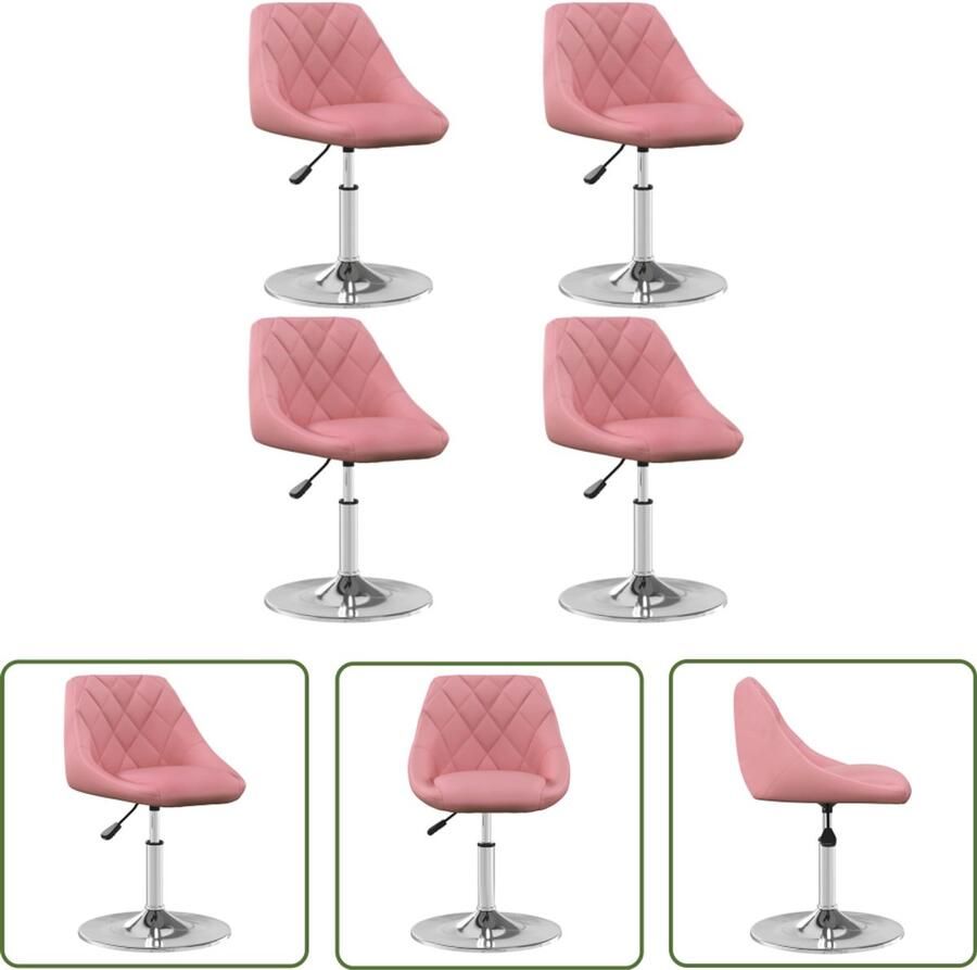 VidaXL Eetkamerstoel Roze Draaibare Eetkamerstoel Eetkamerstoelen draaibaar 4 st fluweel roze Velvet Eetkamerstoel Fluweel Meubels Moderne Eetkamerstoel