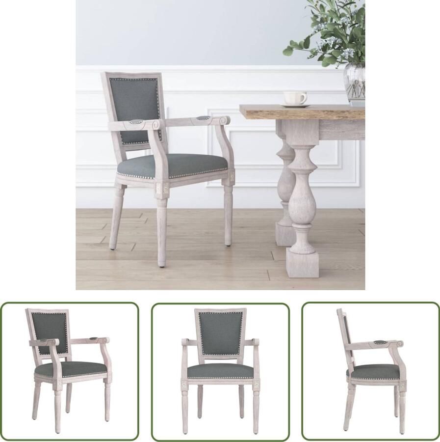 VidaXL Eetkamerstoel Stof Donkergrijs Eetkamerstoel Frans Vintage Velours Grijs