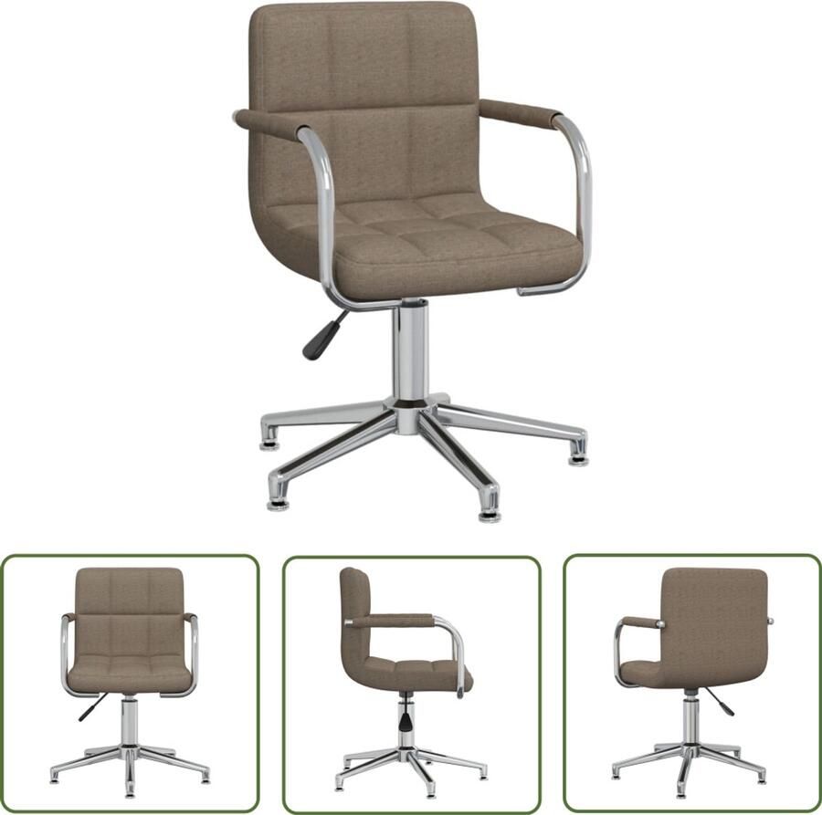 VidaXL Eetkamerstoel Taupe Draaibare Eetkamerstoel draaibaar stof taupe Comfortabele Stoel Modern Design Ergonomische Stoel