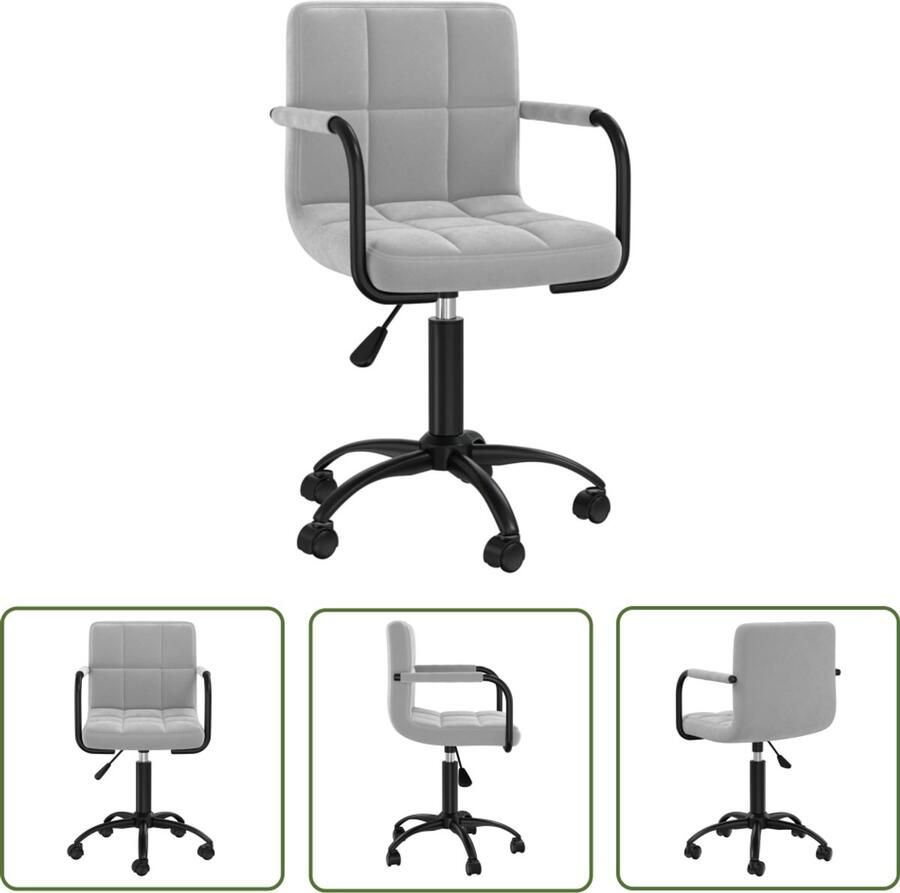VidaXL Eetkamerstoel draaibaar fluweel lichtgrijs Draaibare Eetkamerstoel Velvet Design Eetkamerstoel Comfortabele Eetkamerstoel Modern Eetkamerstoel