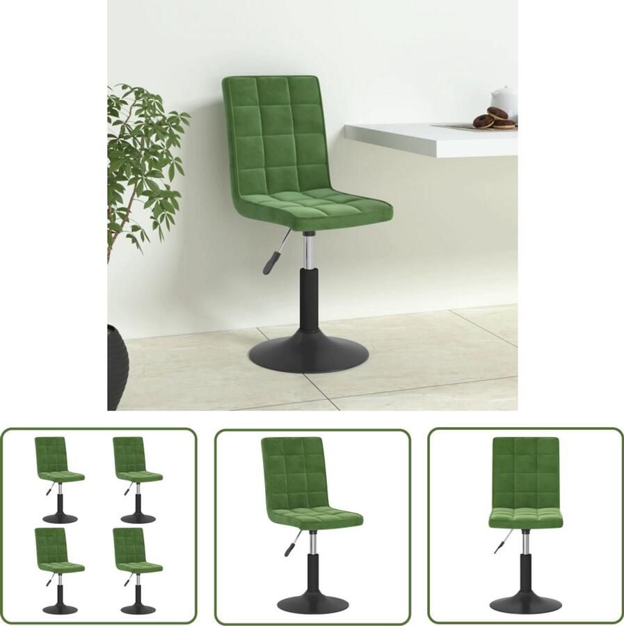 VidaXL Eetkamerstoel Velvet Draaibare Eetkamerstoel Eetkamerstoelen draaibaar 4 st fluweel donkergroen Moderne Eetkamerstoel Donkere Eetkamerstoel Fluweel Stoel