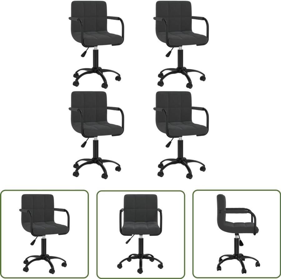 VidaXL Eetkamerstoel Velvet Draaiend Eetkamerstoel Eetkamerstoelen draaibaar 4 st fluweel zwart Zwarte Eetkamerstoel Design Eetkamerstoel Comfortabele Eetkamerstoel