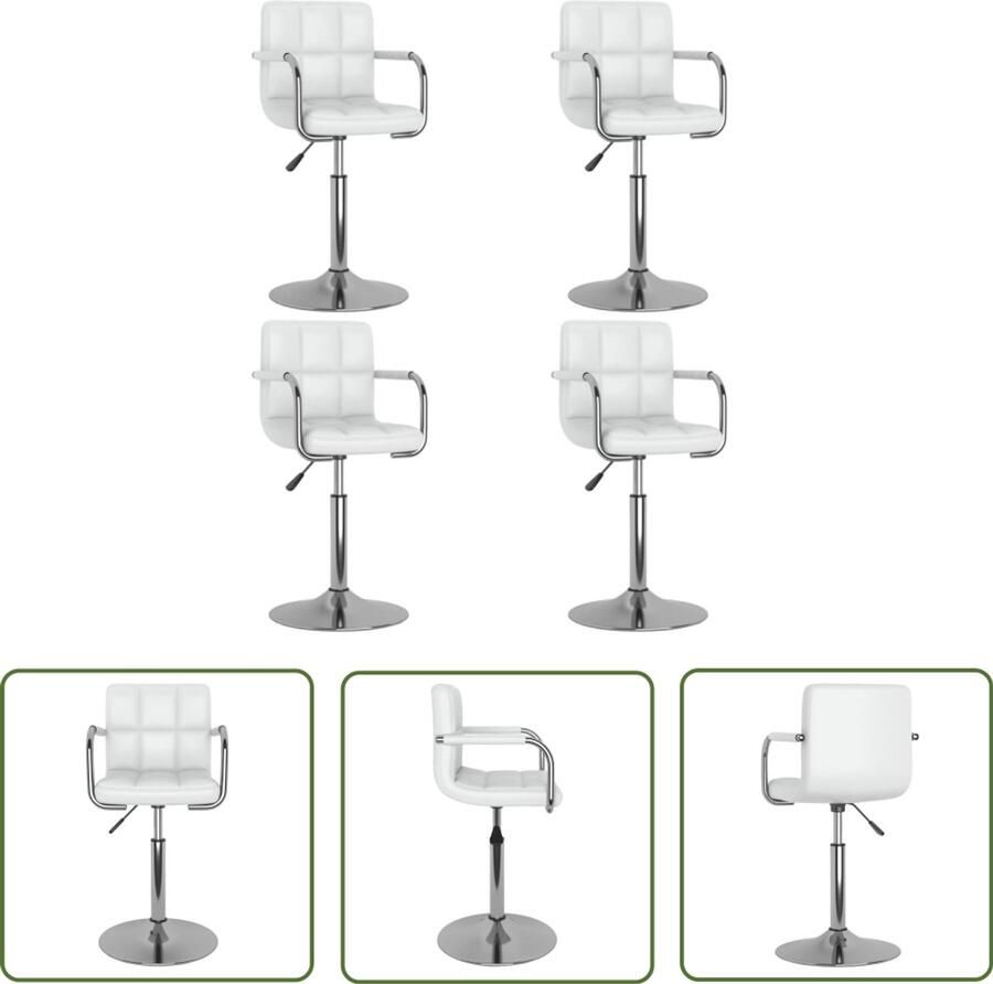 VidaXL Eetkamerstoel Wit Draaibare Eetkamerstoel Eetkamerstoelen draaibaar 4 st kunstleer wit Kunstleder Eetkamerstoel Met Gasveer Ergonomische Eetkamerstoel