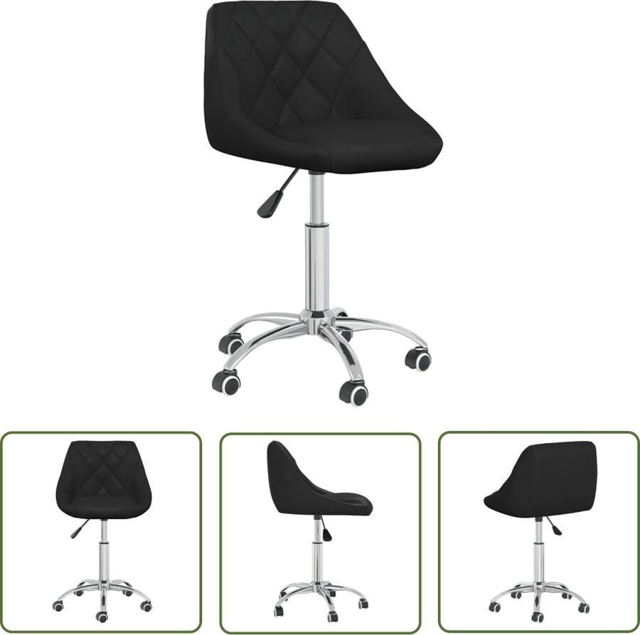 The Living Store Eetkamerstoel Draaibaar Zwart 46 x 44 x (67.5-79) cm Kunstleer Draaibare Eetkamerstoel Zwart Zwarte Eetkamerstoel Kunstlederen Eetkamerstoel Modern Eetkamerstoel - Foto 2