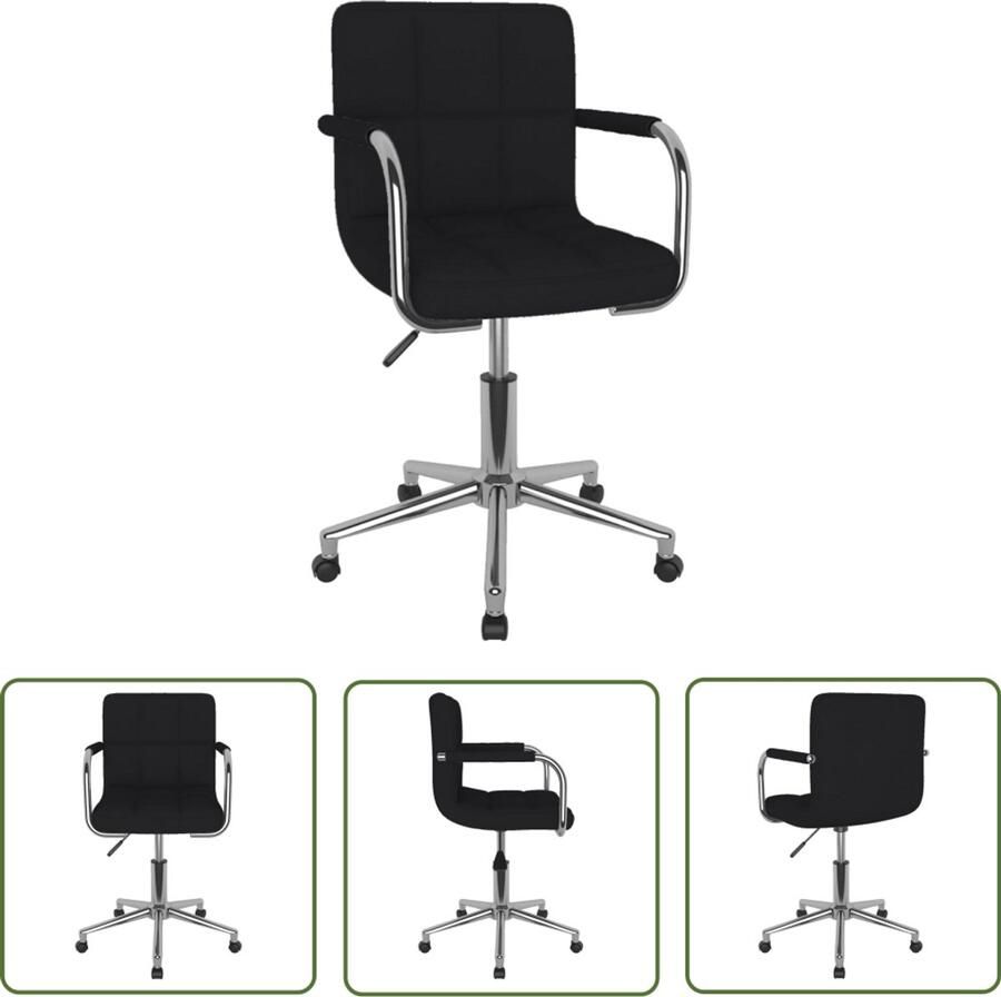 The Living Store Eetkamerstoel draaibaar stof zwart Draaibare Eetkamerstoel Zwart Comfortabele Eetkamerstoel Moderne Eetkamerstoel Trendyeetkamerstoel