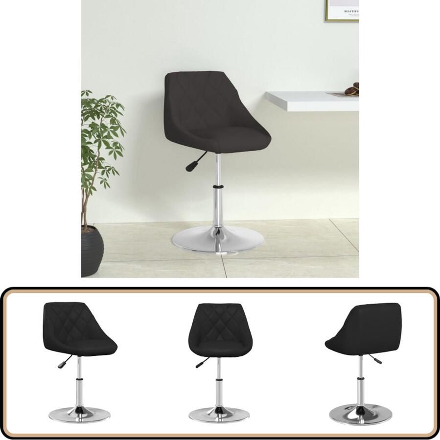 VidaXL Eetkamerstoel Zwart Kunstleer Verstelbaar Eettafelstoel Eetkamerstoel Kunstleder Zwarte Stoel Draaibare Stoel Hoogteverstelbare Stoel Modern Meubilair Salonmeubels Keukenstoel Comfortabele Stoel