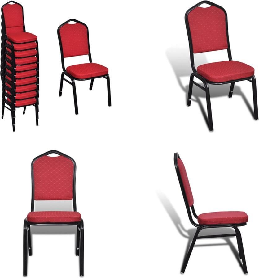 VidaXL Eetkamerstoelen 10 st stof rood Eetkamerstoel Eetkamerstoelen Keukenstoelen Keukenstoel