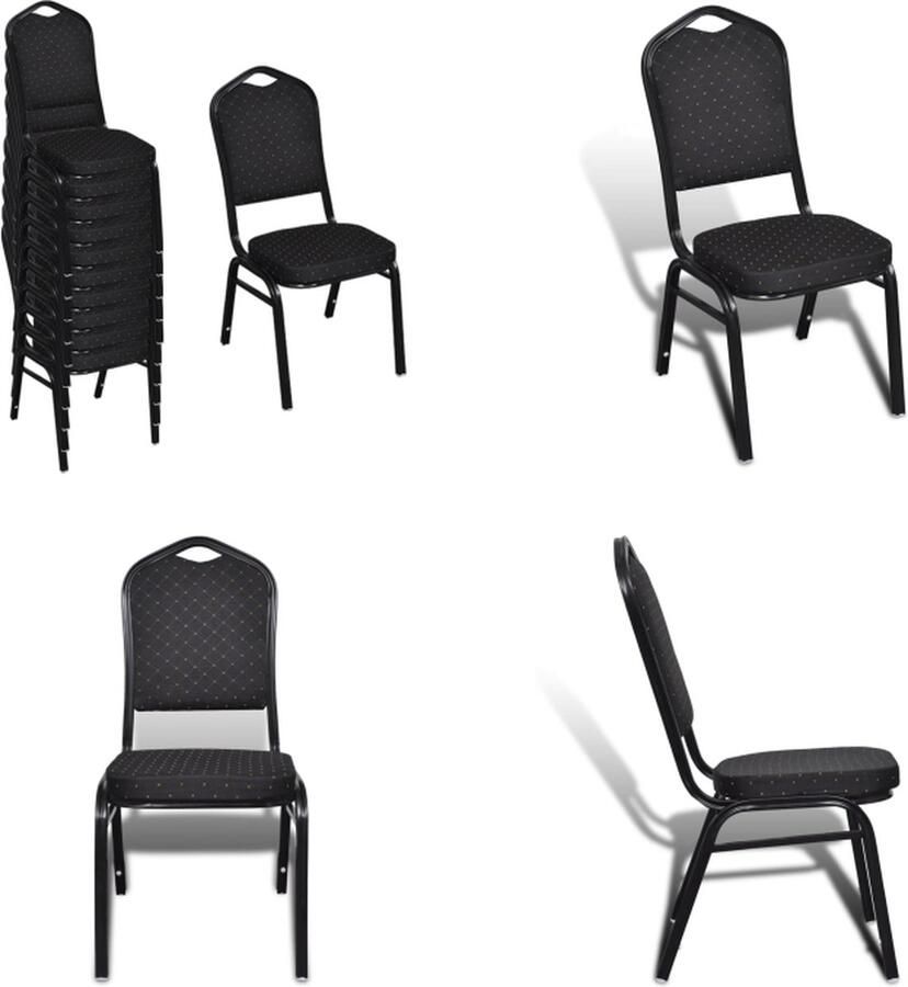 VidaXL Eetkamerstoelen 10 st stof zwart Eetkamerstoel Eetkamerstoelen Keukenstoelen Keukenstoel