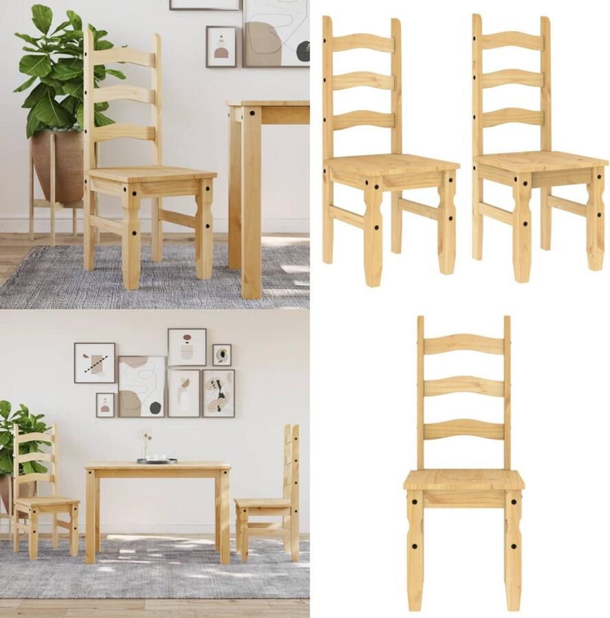 VidaXL Eetkamerstoelen 2 st Corona 42x47x107 cm grenenhout Eetkamerstoel Eetkamerstoelen Eetkamerstoel Stoel