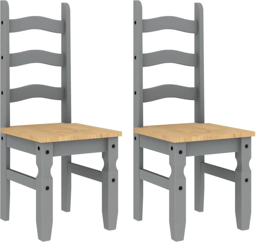 VidaXL -Eetkamerstoelen-2-st-Corona-42x47x107-cm-grenenhout-grijs