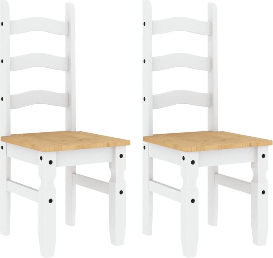 VidaXL -Eetkamerstoelen-2-st-Corona-42x47x107-cm-grenenhout-wit - Foto 2