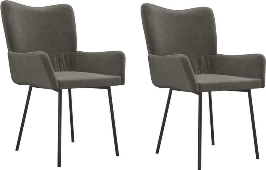 VidaXL Eetkamerstoelen 2 st donkergrijs fluweel Eetzalen Stoelen Eetkamerstoelen Velvet Donkere Eetkamerstoelen Comfortabele Eetkamerstoelen Elegante Eetkamerstoelen