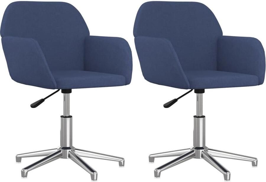 VidaXL -Eetkamerstoelen-2-st-draaibaar-stof-blauw - Foto 5