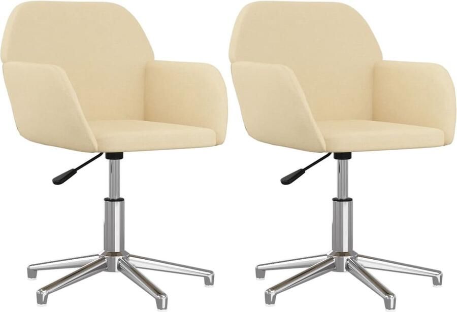 VidaXL Eetkamerstoelen 2 st draaibaar stof crÃ¨mekleurig - Foto 6