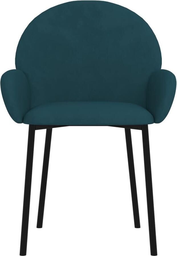 VidaXL -Eetkamerstoelen-2-st-fluweel-blauw - Foto 2