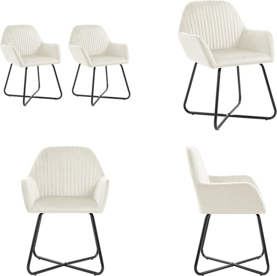 VidaXL Eetkamerstoelen 2 st fluweel crèmekleurig Eetkamerstoel Eetkamerstoelen Bijzetstoel Bijzetstoelen