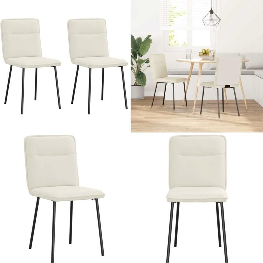 VidaXL Eetkamerstoelen 2 st fluweel crèmekleurig Eetkamerstoel Eetkamerstoelen Dinerstoel Stoel