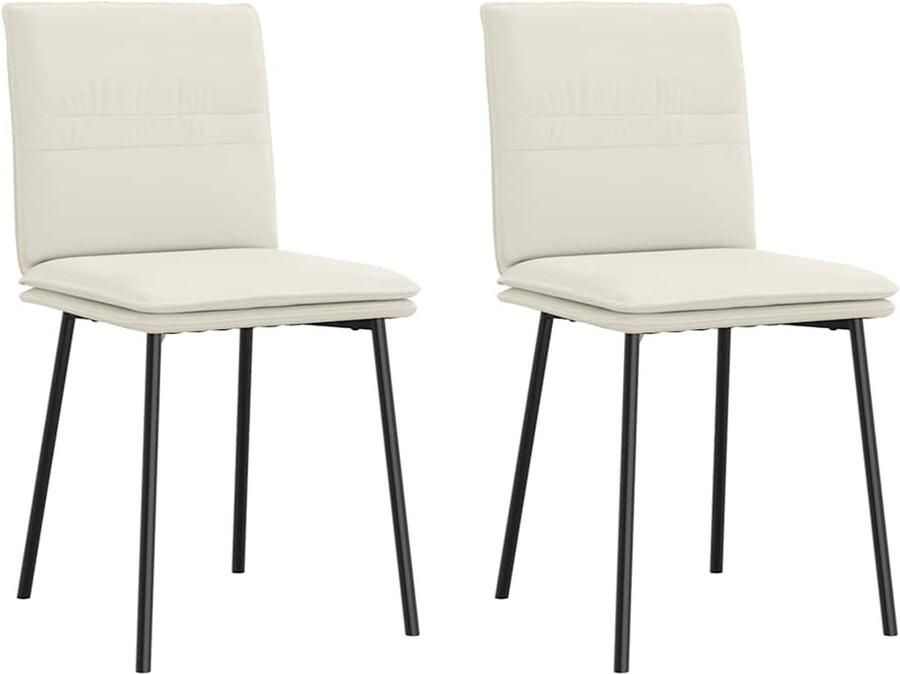 VidaXL Eetkamerstoelen 2 stuks Fluweel crèmekleurig Eetzitcomfort Eetkamerstoel Fluweel Stoel Luxe Stoel Creme Kleur