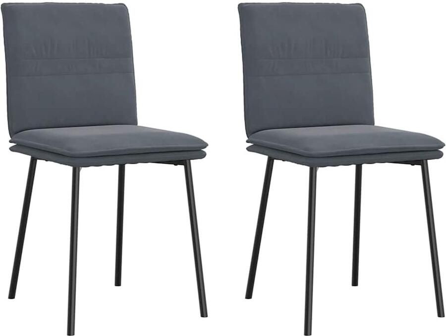 VidaXL Eetkamerstoelen 2 st donkergrijs fluweel Eettafelstoel Eetkamerstoel Velours Stoel Donkere Stoel Comfortabele Stoel