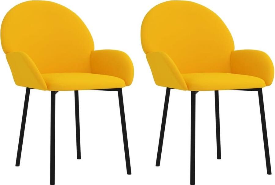 VidaXL Eetkamerstoelen 2 st fluweel geel - Foto 3