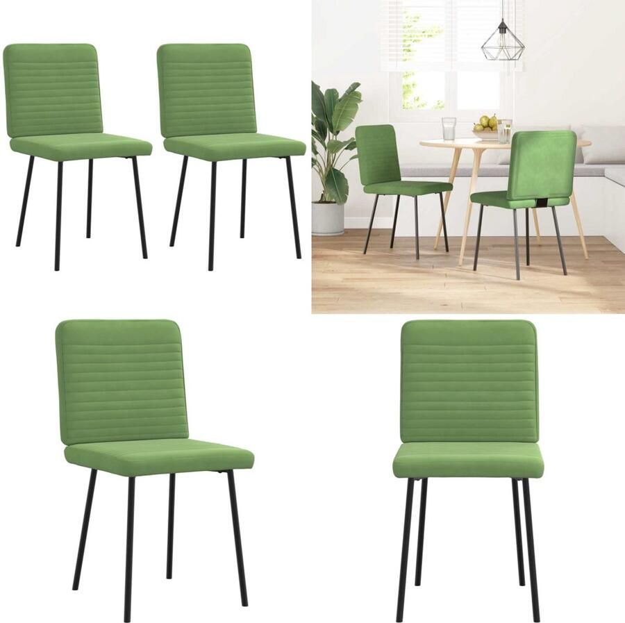 VidaXL Eetkamerstoelen 2 st fluweel lichtgroen Eetkamerstoel Eetkamerstoelen Dinerstoel Stoel