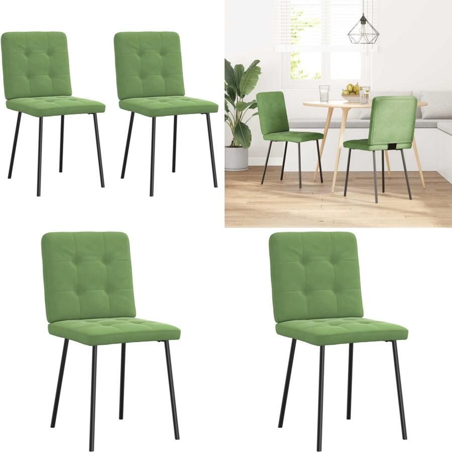 VidaXL Eetkamerstoelen 2 st fluweel lichtgroen Eetkamerstoel Eetkamerstoelen Dinerstoel Stoel