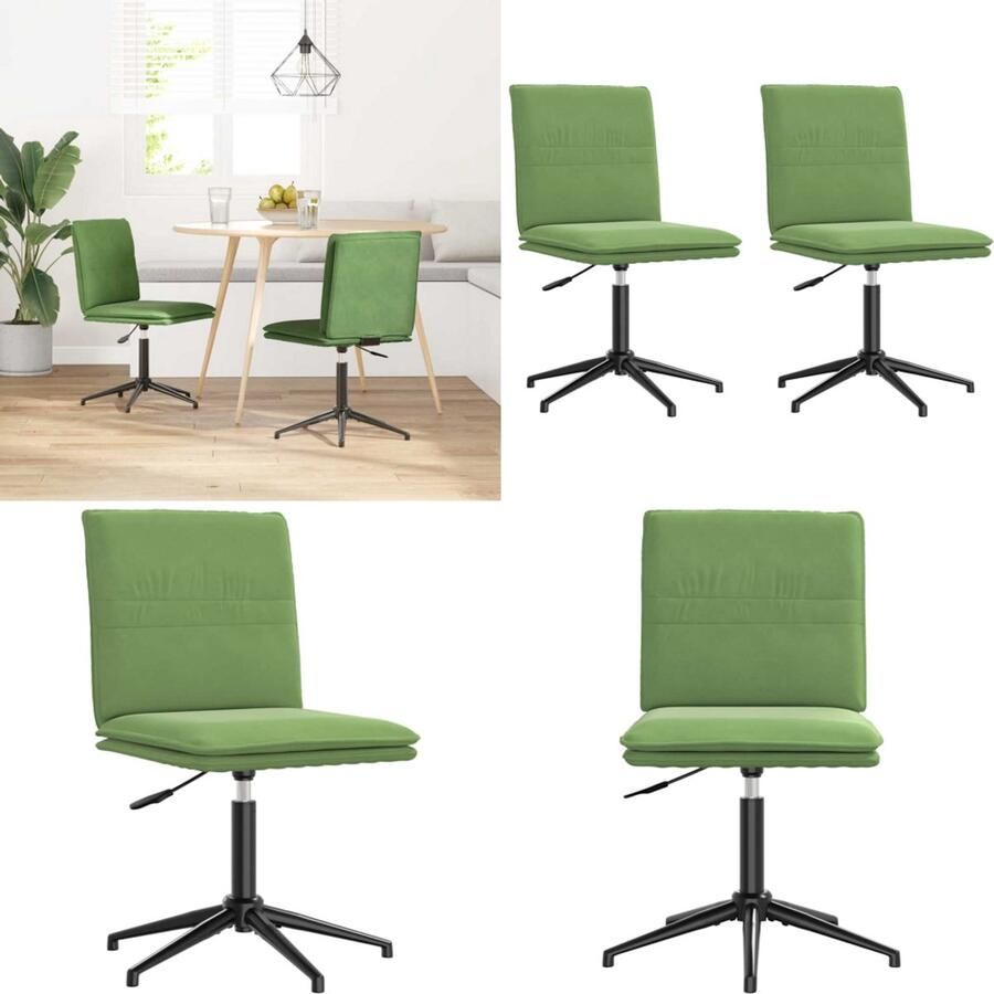 VidaXL Eetkamerstoelen 2 st fluweel lichtgroen Eetkamerstoel Eetkamerstoelen Dinerstoel Stoel