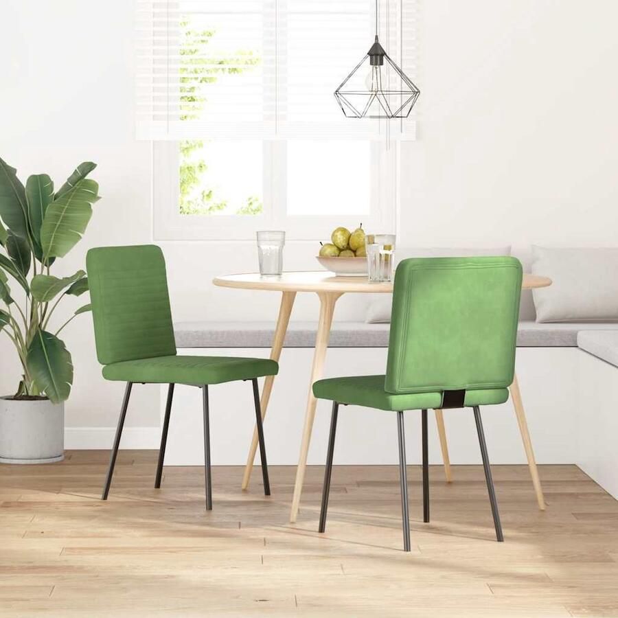 VidaXL Eetkamerstoelen 2 st Fluweel Lichtgroen Eettafelstoel Eetkamerstoel Velours Stoel Groene Stoel Comfortabele Stoel