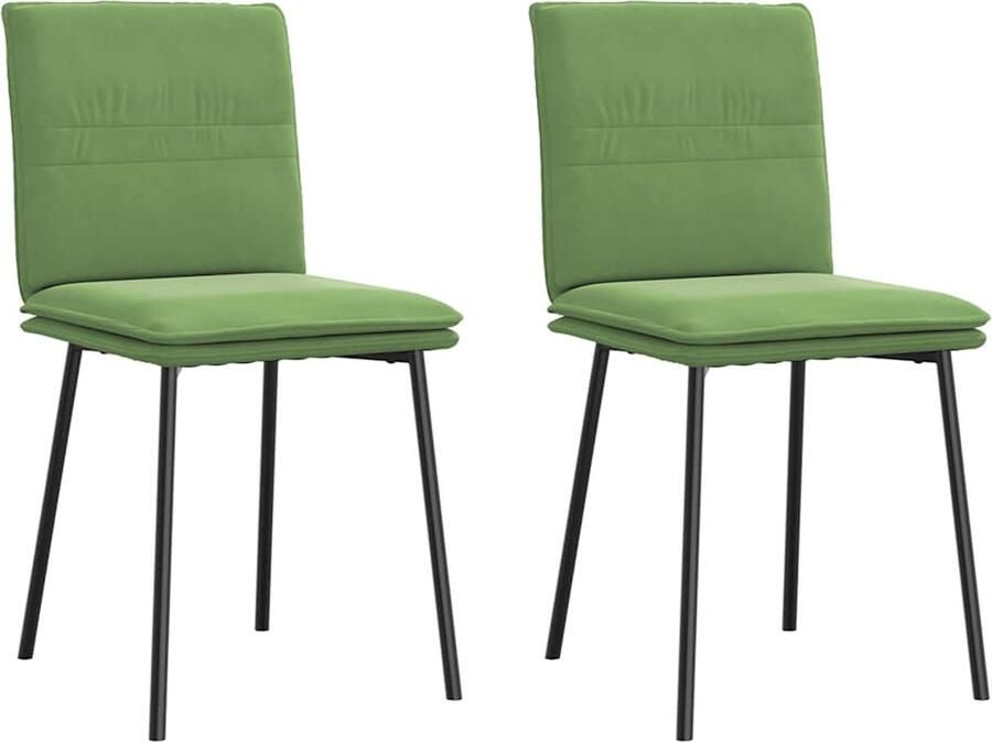 VidaXL Eetkamerstoelen 2 st Fluweel Lichtgroen Eettafelstoel Eetkamerstoel Velours Stoel Groene Stoel Moderne Stoel