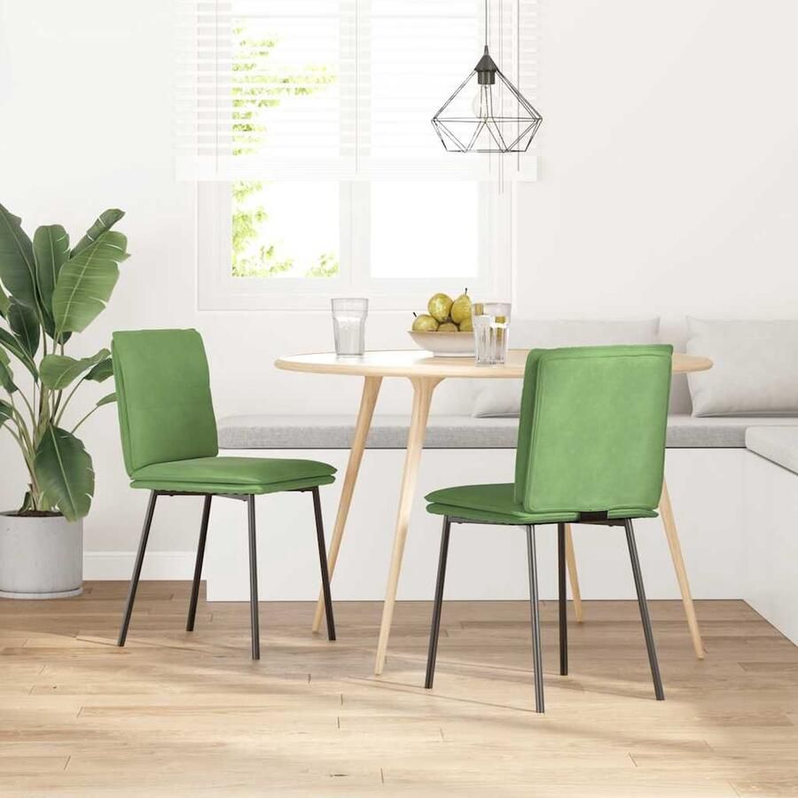 VidaXL Eetkamerstoelen 2 st Fluweel Lichtgroen Eettafelstoel Eetkamerstoel Velours Stoel Groene Stoel Moderne Stoel - Foto 2