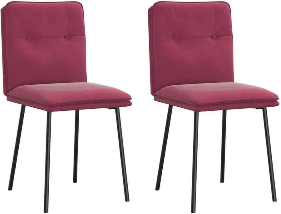 VidaXL -Eetkamerstoelen-2-st-fluweel-wijnrood - Foto 4