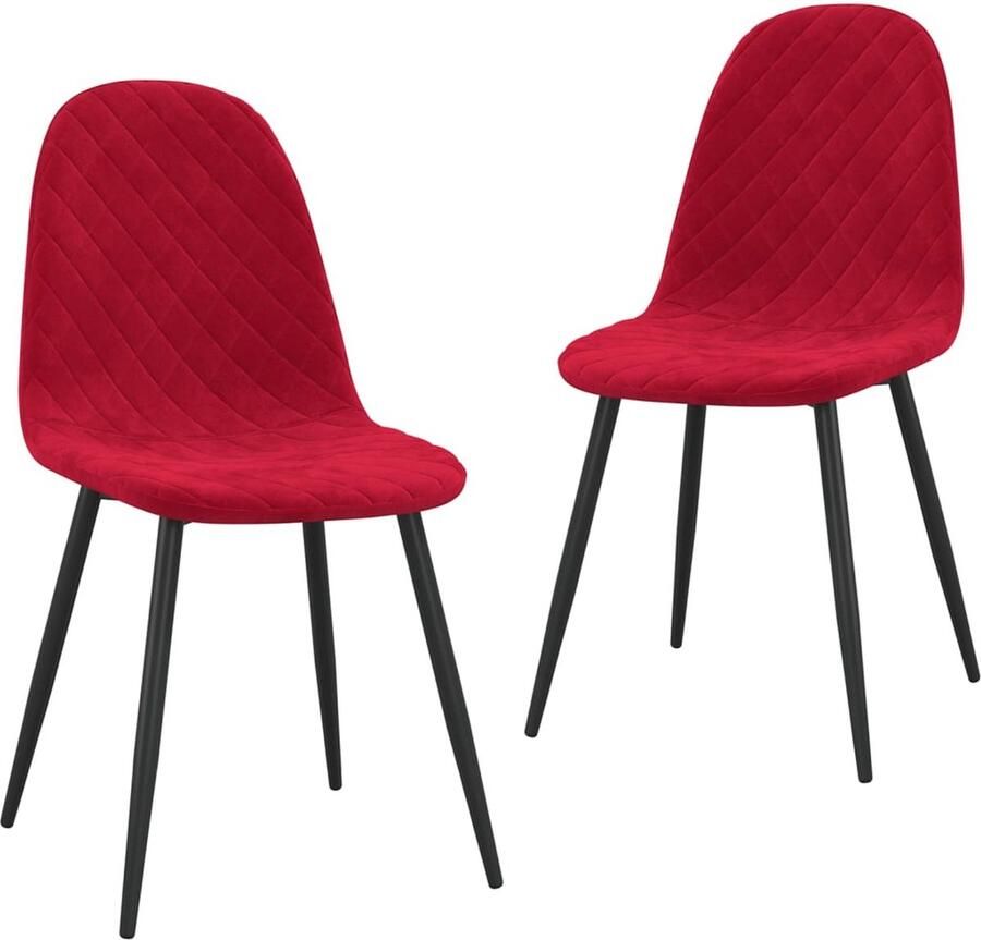 VidaXL -Eetkamerstoelen-2-st-fluweel-wijnrood - Foto 3