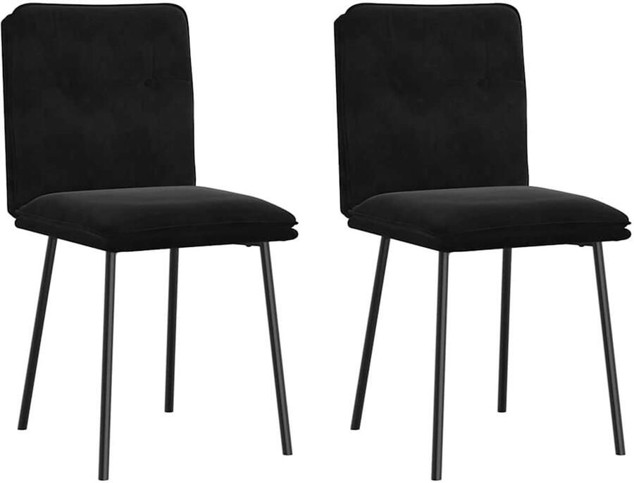 VidaXL Eetkamerstoelen Set van 2 Fluweel zwart Eetkamerstoel Zwarte Eetkamerstoel Design Eetkamerstoel Fluweel Eetkamerstoel Comfortabele Eetkamerstoel
