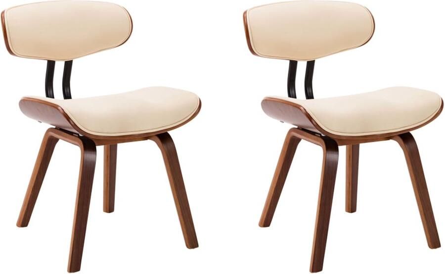Vida XL vidaXL Eetkamerstoelen 2 st gebogen hout en kunstleer crÃ¨mekleurig-VXL-283102 - Foto 5