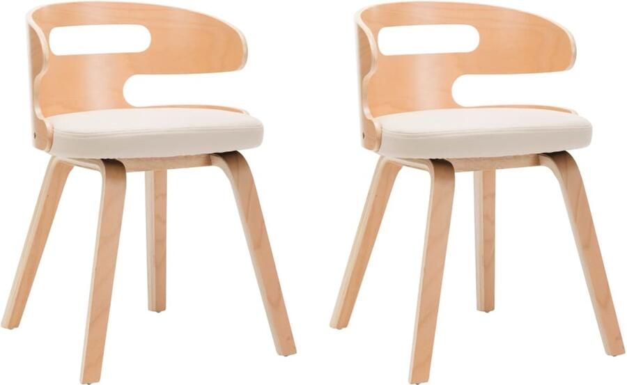 Vida XL vidaXL Eetkamerstoelen 2 st gebogen hout en kunstleer crÃ¨mekleurig-VXL-278724 - Foto 7