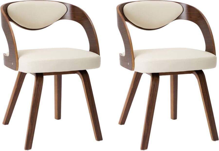 Vida XL vidaXL Eetkamerstoelen 2 st gebogen hout en kunstleer crÃ¨mekleurig-VXL-278724 - Foto 6