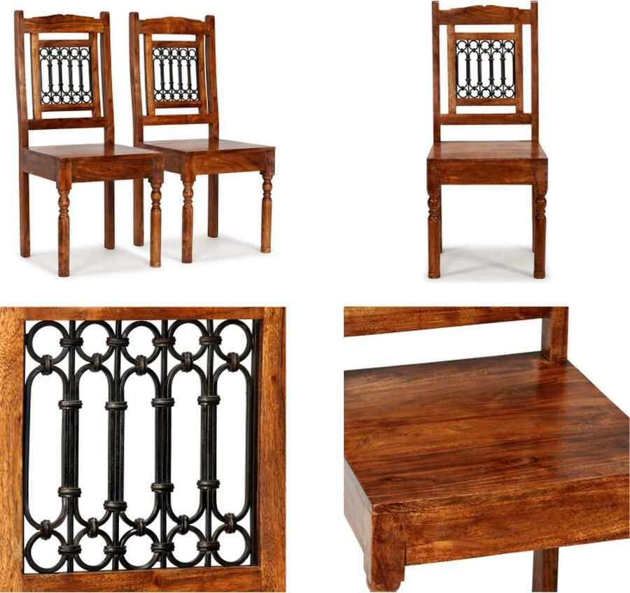 VidaXL Eetkamerstoelen 2 st klassiek hout met honingafwerking Eetkamerstoel Eetkamerstoelen Bijzetstoel Bijzetstoelen