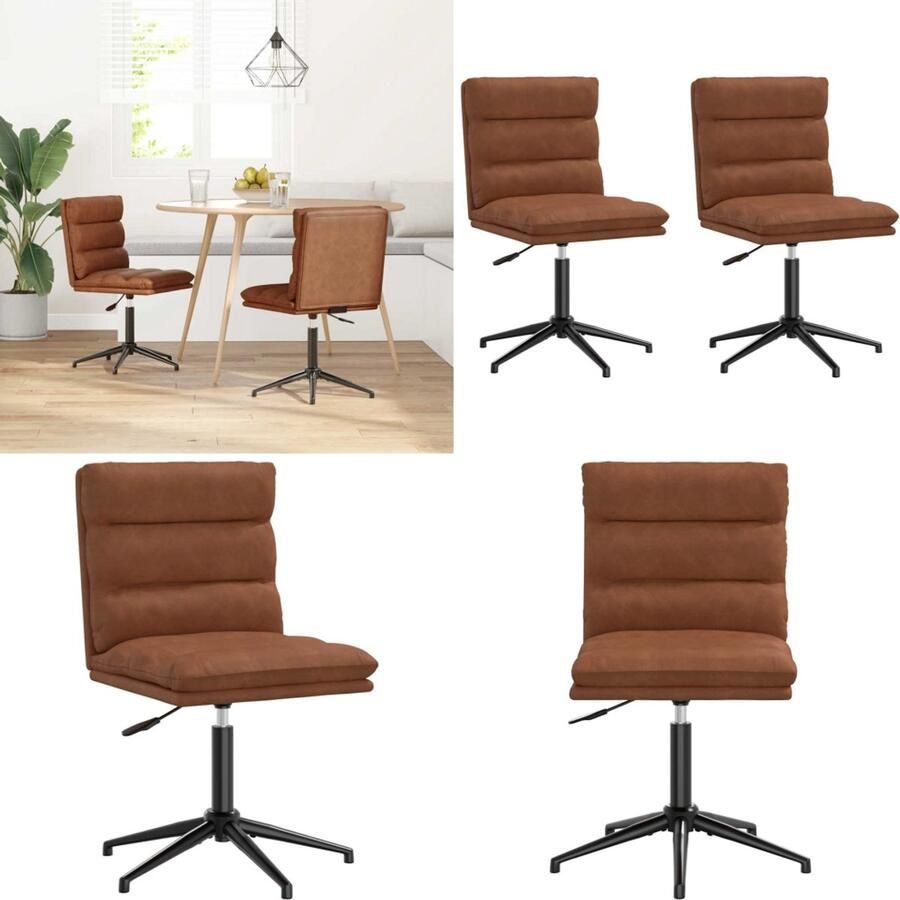 VidaXL Eetkamerstoelen 2 st kunstleer bruin Eetkamerstoel Eetkamerstoelen Dinerstoel Stoel