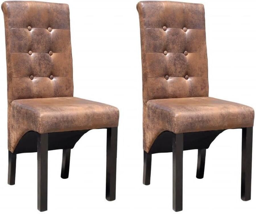 VidaXL -Eetkamerstoelen-2-st-kunstleer-bruin - Foto 2